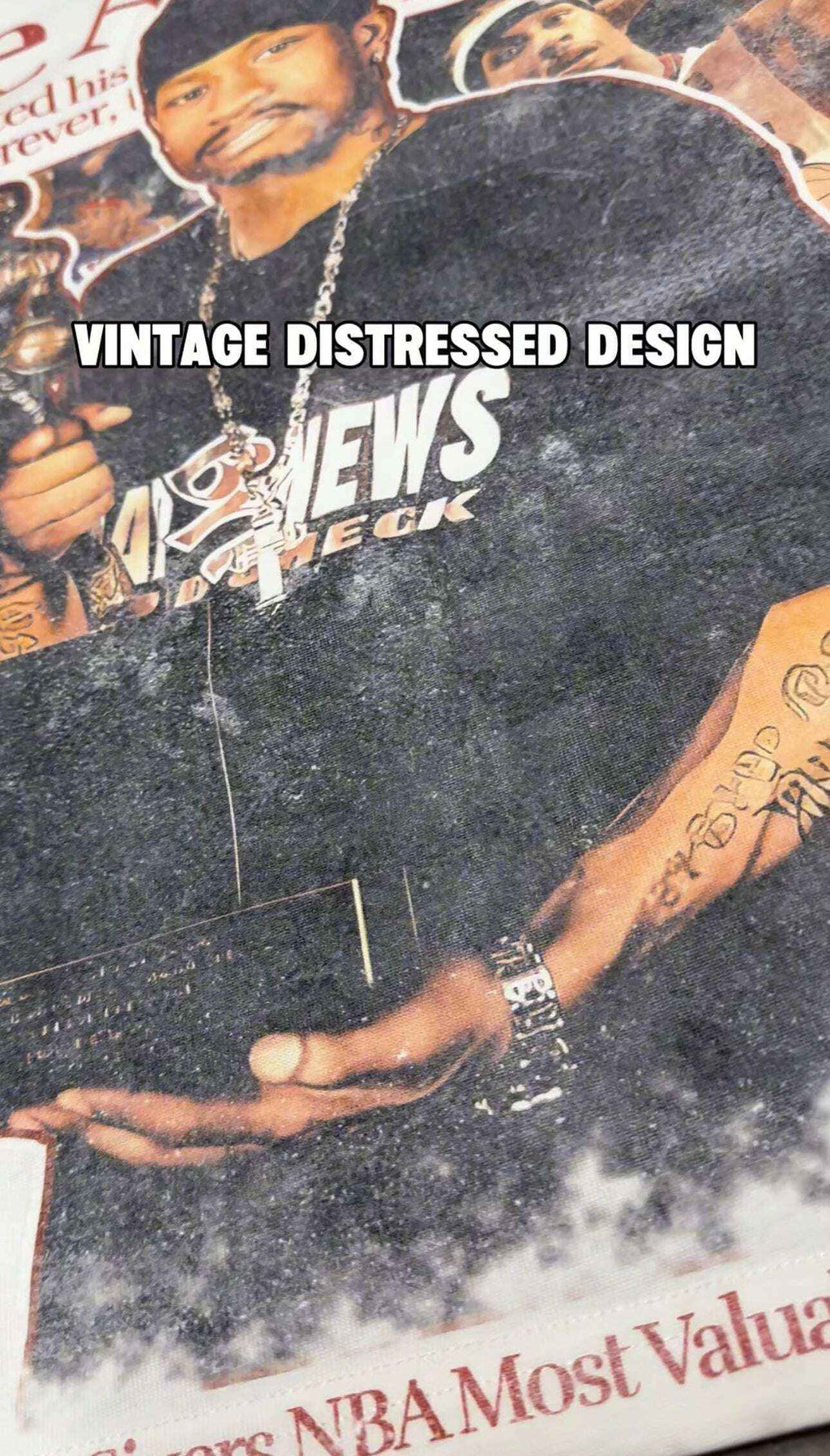 Allen Iverson Newspaper Boxy Vintage Shirt Oversized Basketball Unisex Graphic Tees
