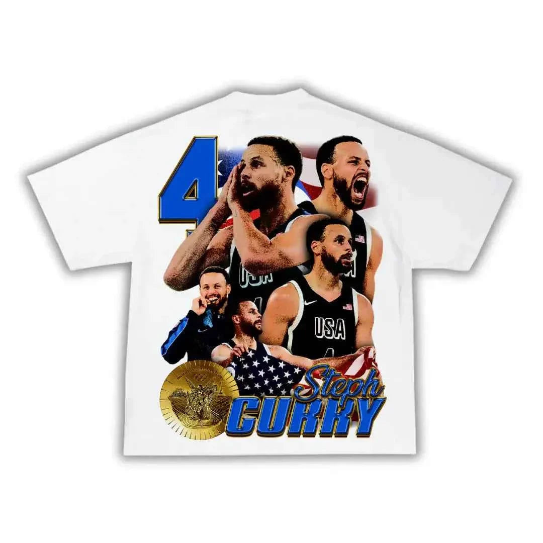 “Chef Curry” Stephen Golden State Team USA Boxy Vintage Graphic Shirt Basketball Oversized Tee Streetwear Y2K