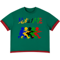 Japanese Neniom Boxy Color Block Graphic T-Shirt – Oversized Green Streetwear Tee
