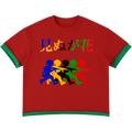 Japanese Neniom Boxy Color Block Graphic  T-Shirt – Oversized Red Green Streetwear Tee
