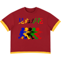Japanese Neniom Boxy Color Block Graphic  T-Shirt – Oversized Yellow Red Streetwear Tee