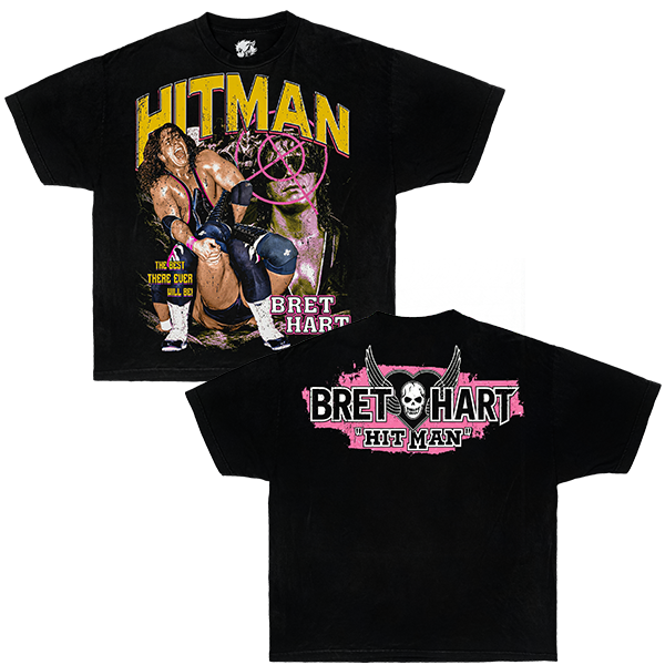 Bret Hart Hitman Boxy Shirt Vintage Wrestle Tee Streetwear Y2K Oversized Graphic