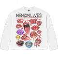Neniom Lives Lips Boxy Waffle Long Sleeve Thermal Oversized Graphic Sweater Streetwear Y2K