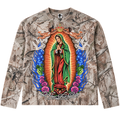 Neniom Pray For Us Camo Waffle Boxy Long Sleeve Thermal Oversized Sweater Graphic Tee Streetwear Y2K