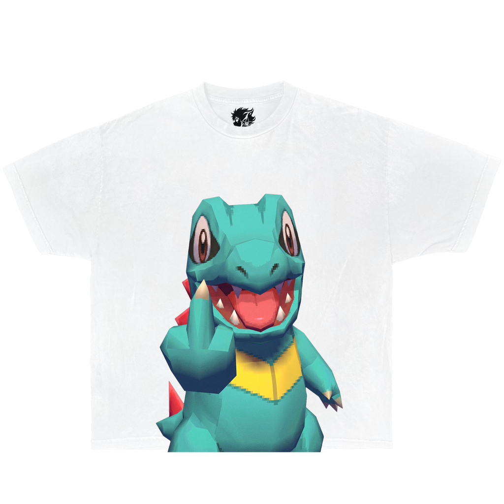 Unhappy Totodile Graphic T-Shirt Cute Anime Gaming Tee Y2K Pokémon Shirts