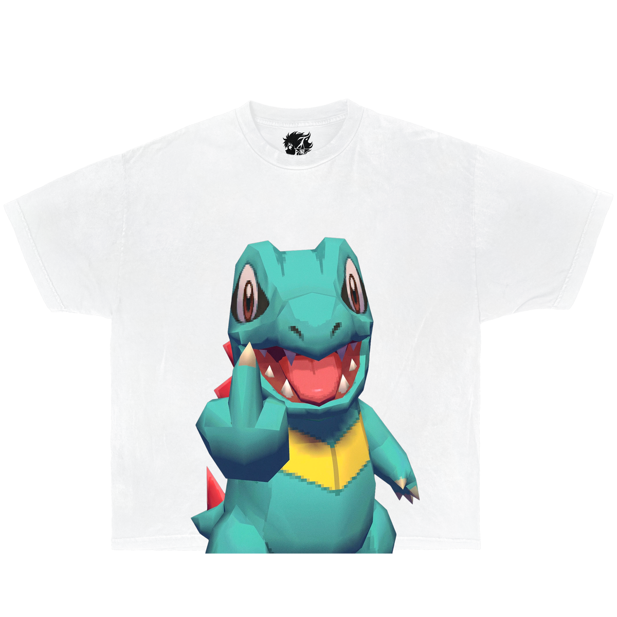 Unhappy Totodile Graphic T-Shirt Cute Anime Gaming Tee Y2K Pokémon Shirts