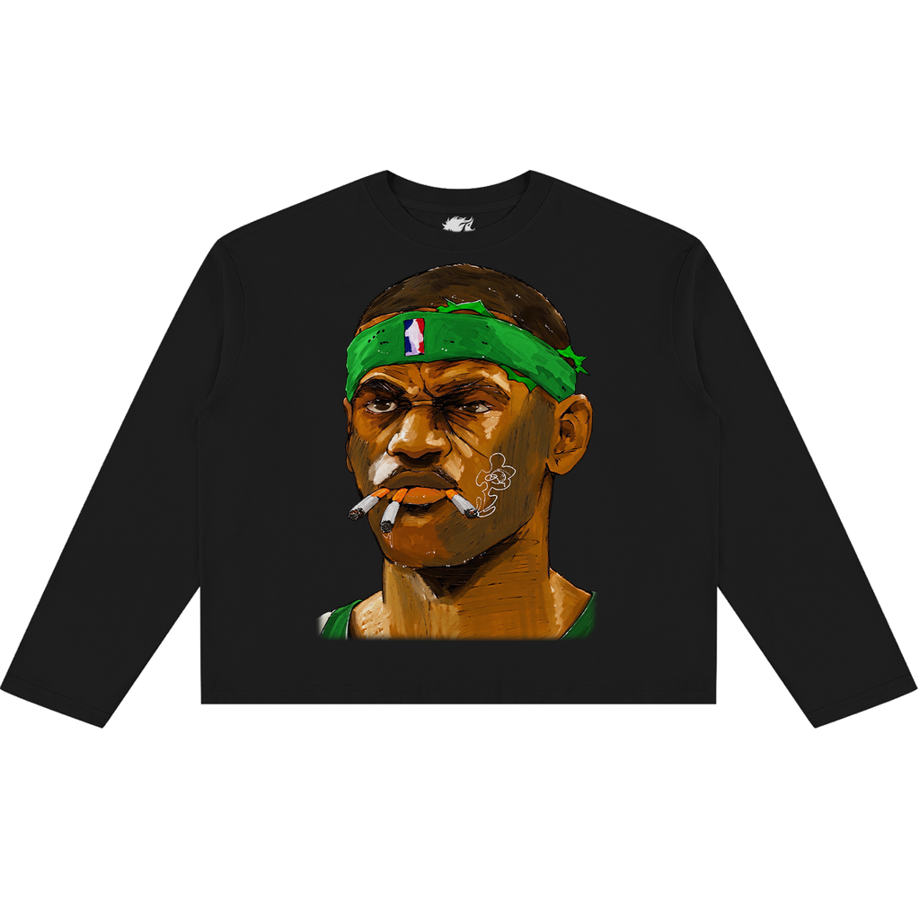 Neniom Smoke Break Lebron James Boxy Long Sleeve Oversized Graphic Sweatshirt Streetwear Y2K