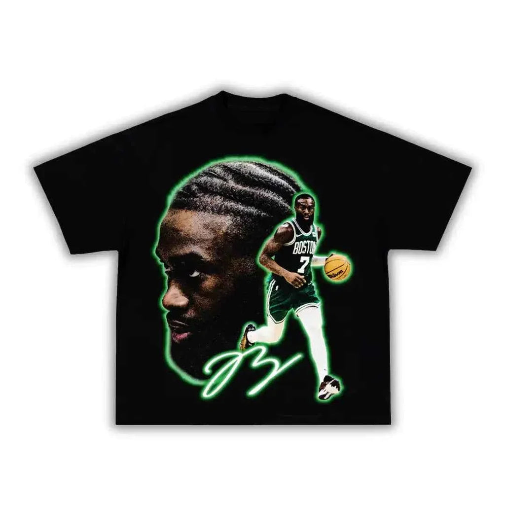 Jaylen Brown Boxy Vintage Graphic Shirt Basketball Oversized Retro Celtic Tee Streetwear Y2K