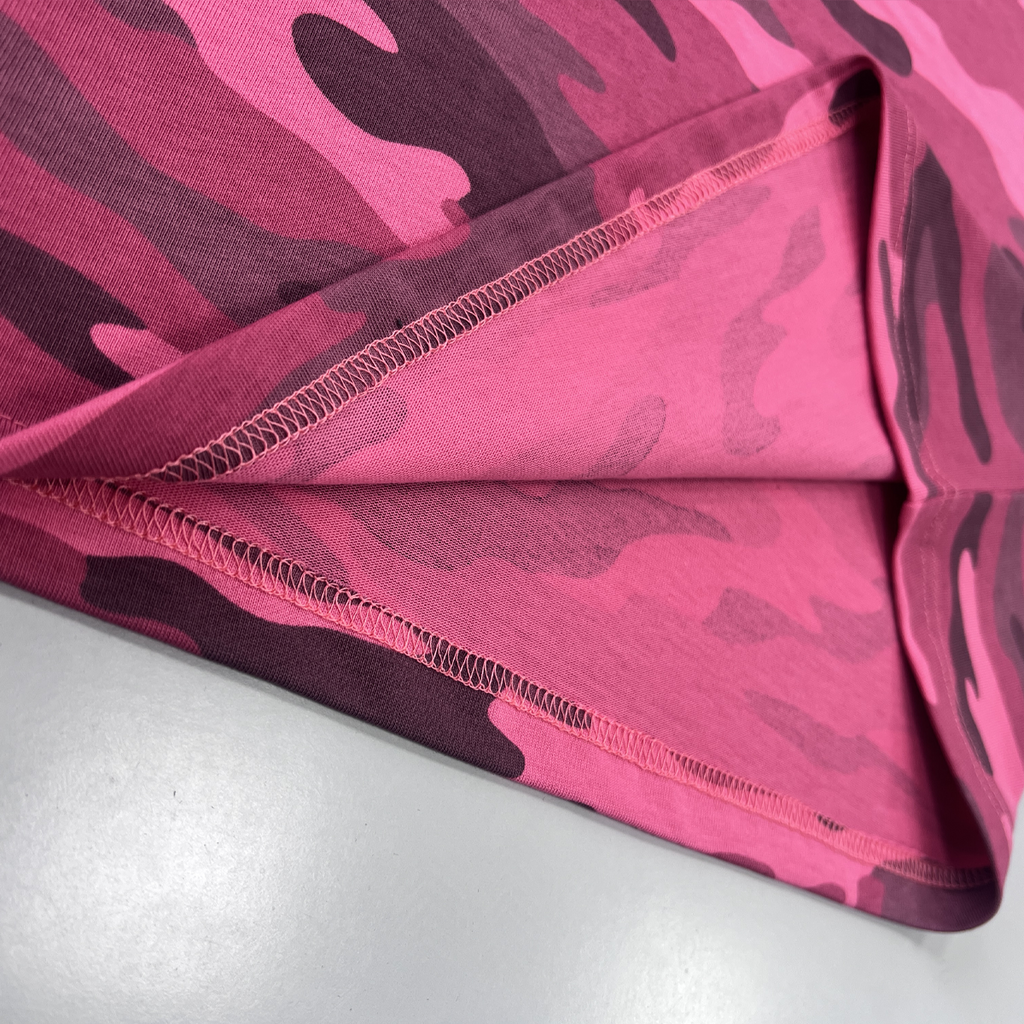 "STOP HATING" Urban Pink Camouflage Cropped Oversized Shirt Streetwear Boxy Tee
