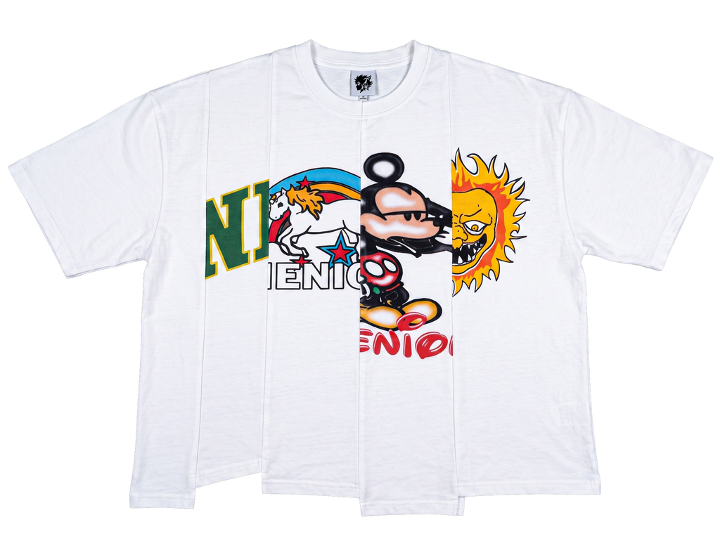 ★ LIMITED ★ NENIOM UNEVEN CHARACTERS SHIRT OVERSIZED WHITE BOXY STREETWEAR TEE