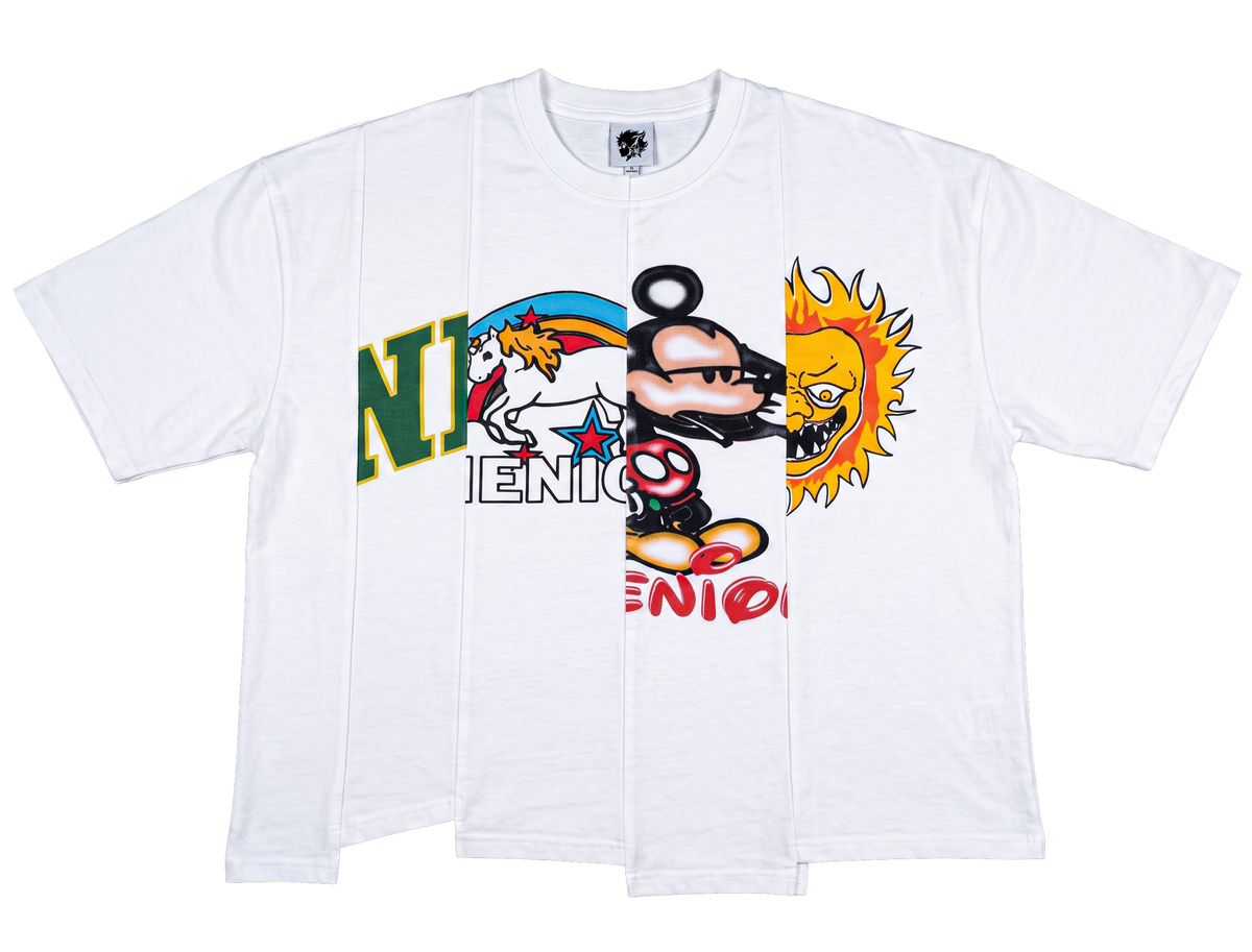 ★ LIMITED ★ NENIOM UNEVEN CHARACTERS SHIRT OVERSIZED WHITE BOXY STREETWEAR TEE