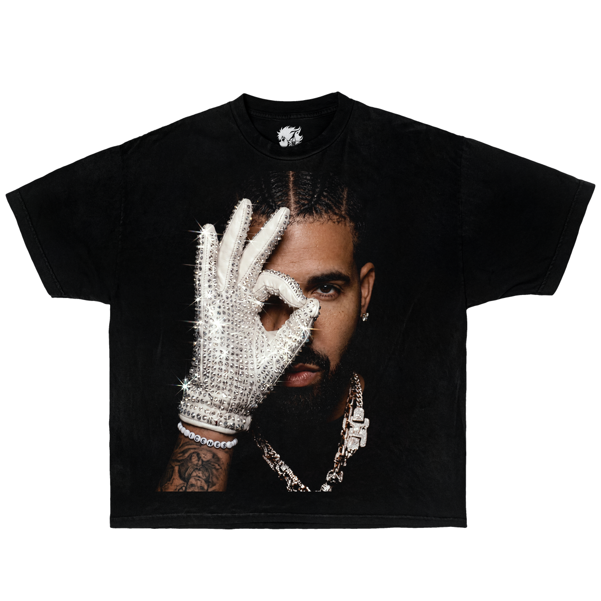 Drake Face Glove Boxy Shirt Vintage Streetwear Tee Y2K Oversized Graphic