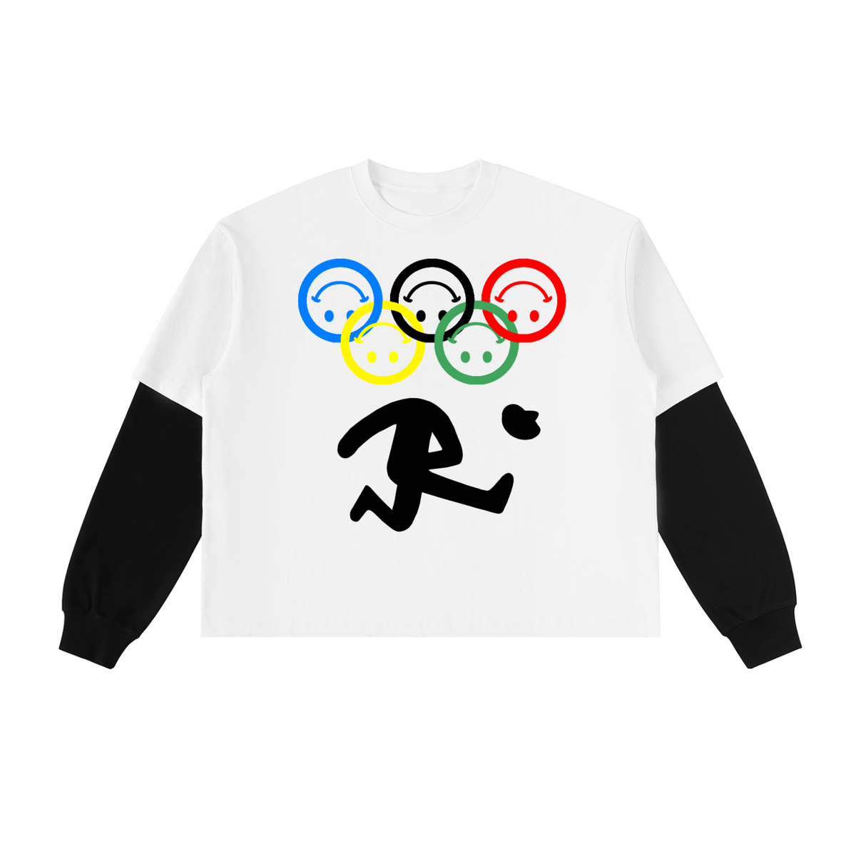 Olympic Layered Long Sleeve Cotton Sweater Streetwear Oversized Y2K Sweat Shirt