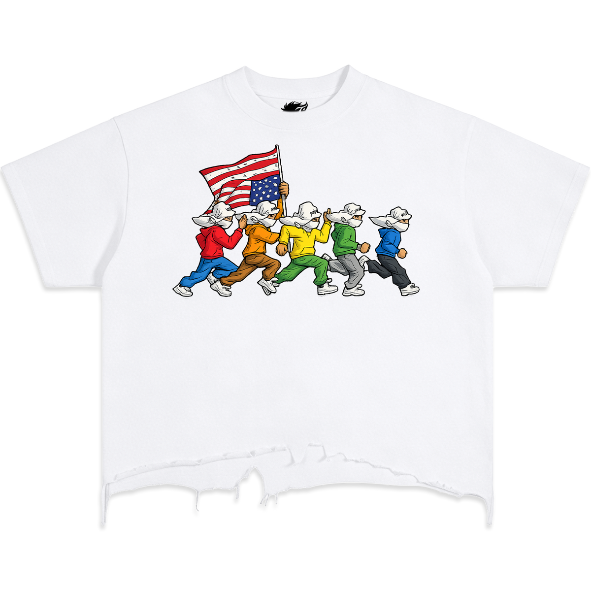 Opposites America Run Vintage Oversized Boxy T-shirt Streetwear Graphic Tee Y2K