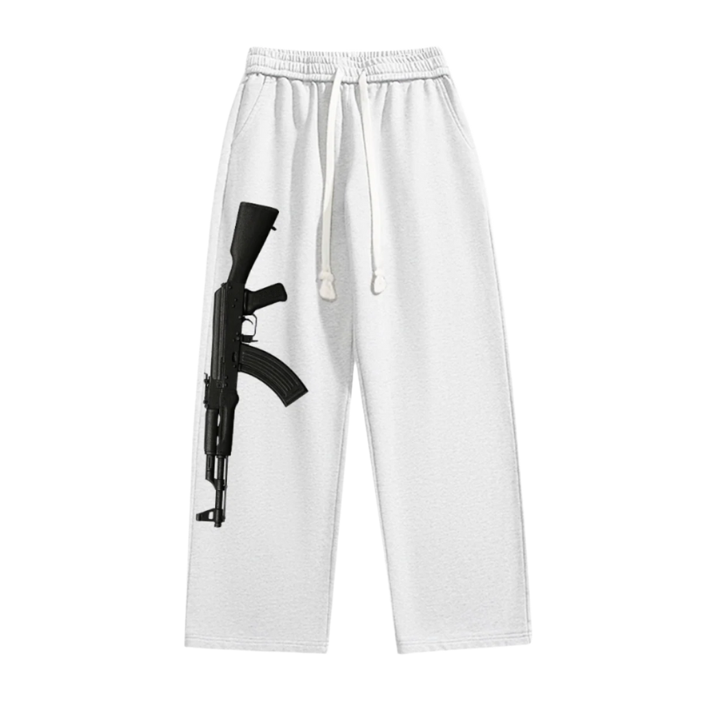 AK-47 Custom Black Guerilla Streetwear Sweatpants Premium Loose-Fit Y2K Fashion Pants