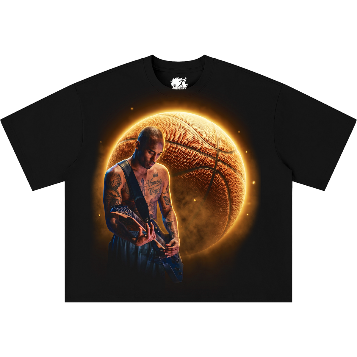 Kobe Bryant Guitar & Basketball Dream Boxy Shirt Vintage Streetwear Oversized Graphic Tee