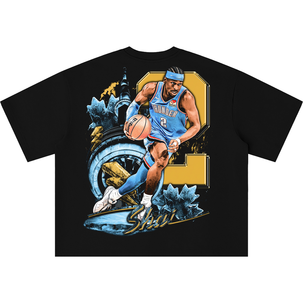 Shai Gilgeous-Alexander OKC Basketball Boxy Shirt Vintage Bootleg Streetwear Oversized Graphic Tee