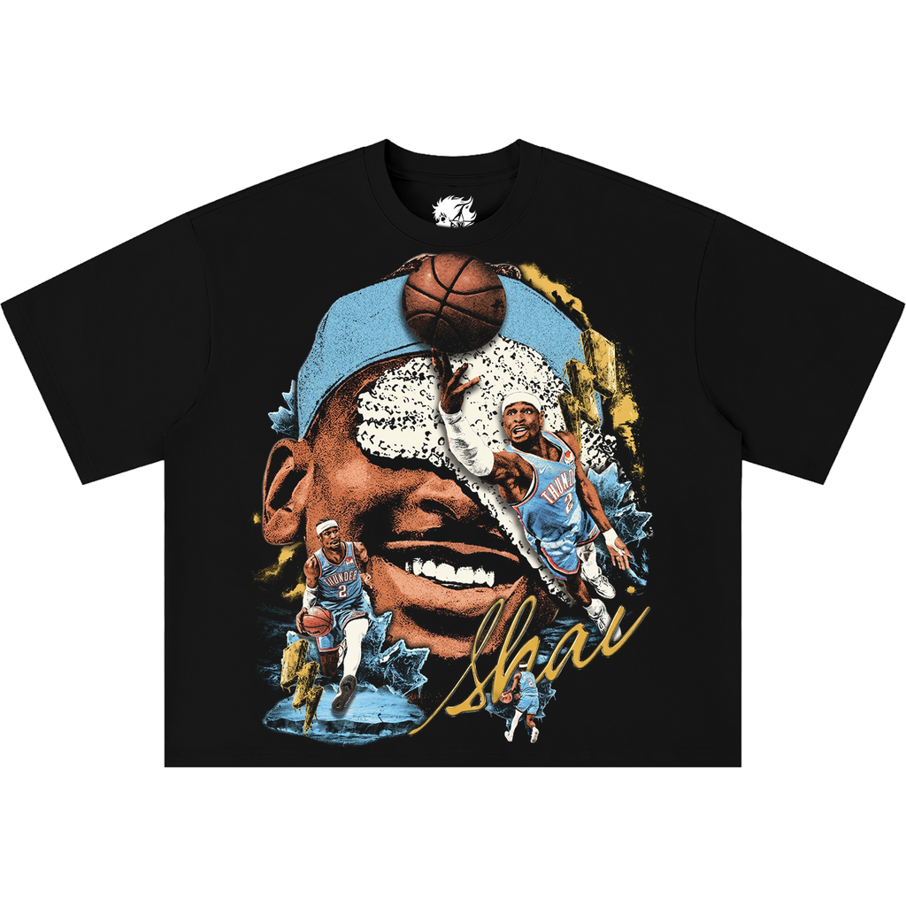 Shai Gilgeous-Alexander OKC Basketball Boxy Shirt Vintage Bootleg Streetwear Oversized Graphic Tee