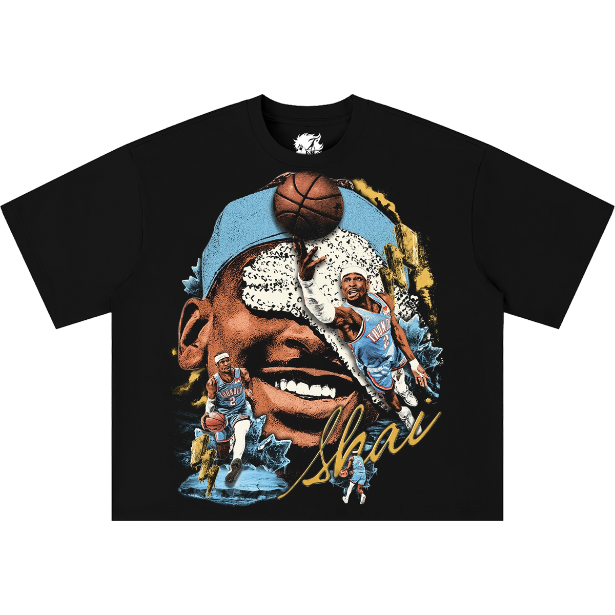 Shai Gilgeous-Alexander OKC Basketball Boxy Shirt Vintage Bootleg Streetwear Oversized Graphic Tee