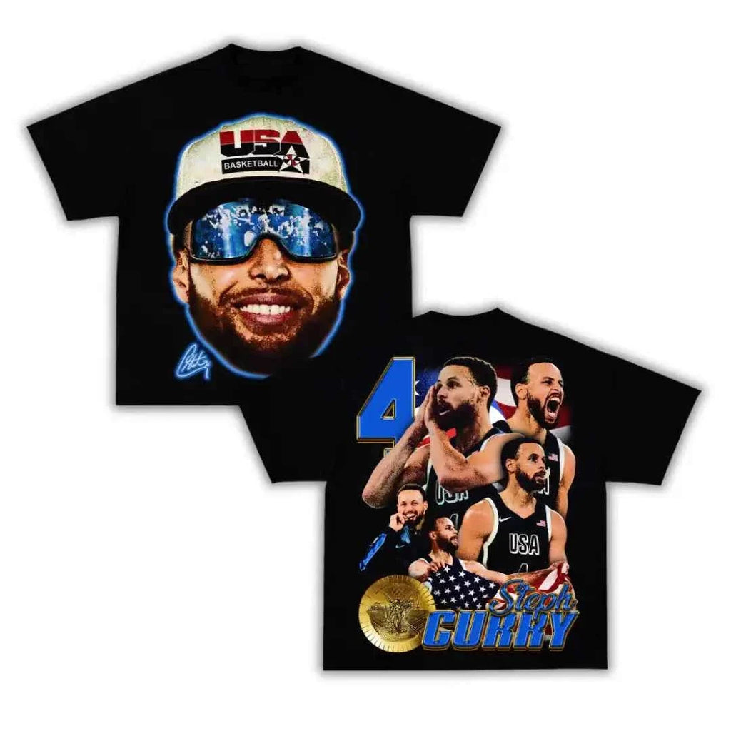 “Chef Curry” Stephen Golden State Team USA Boxy Vintage Graphic Shirt Basketball Oversized Tee Streetwear Y2K