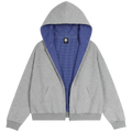 Lazy Boy Contrast Plaid Boxy Zip Up Gray Hoodie