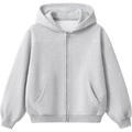 Phantom Core Grey Tracksuit Contrast-Stitched Boxy Fleece Zip Up Hoodie Streetwear Y2K