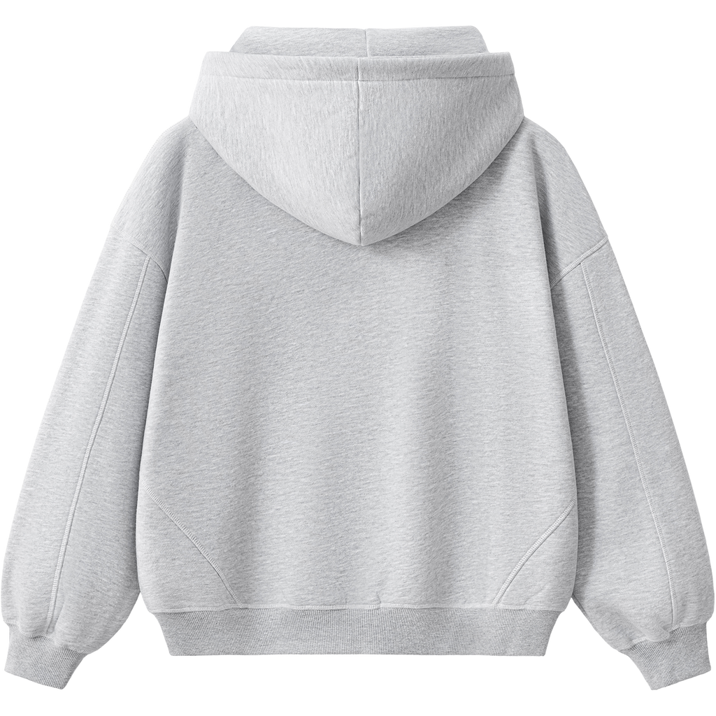Phantom Core Grey Tracksuit Contrast-Stitched Boxy Fleece Zip Up Hoodie Streetwear Y2K