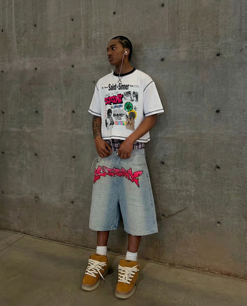 Saint Sinner Contrast-Stitched Cotton Ringer T-Shirt Streetwear Y2K