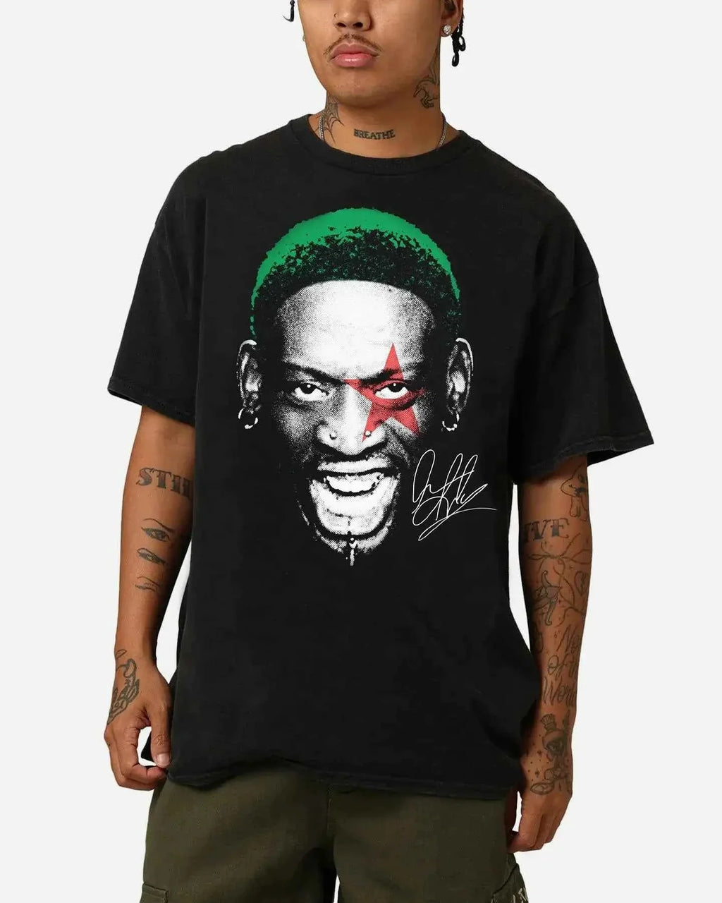 Dennis Rodman Big Head T-Shirt Graphic Boxy Vintage Shirt Streetwear Y2K Unisex Oversized Retro