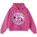 Hello Kitty Game Disc Cropped Zip-Up Boxy Hoodie | Streetwear Hoodies | Y2K Video Game Hooded Sweatshirt | Unisex Graphic Zip Ups | Oversized