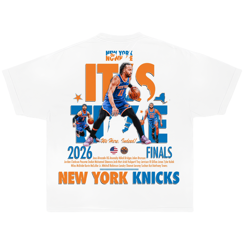 Jalen Brunson Newspaper Champs NYC Knicks Boxy Oversized Shirt Vintage Basketball Graphic Tee