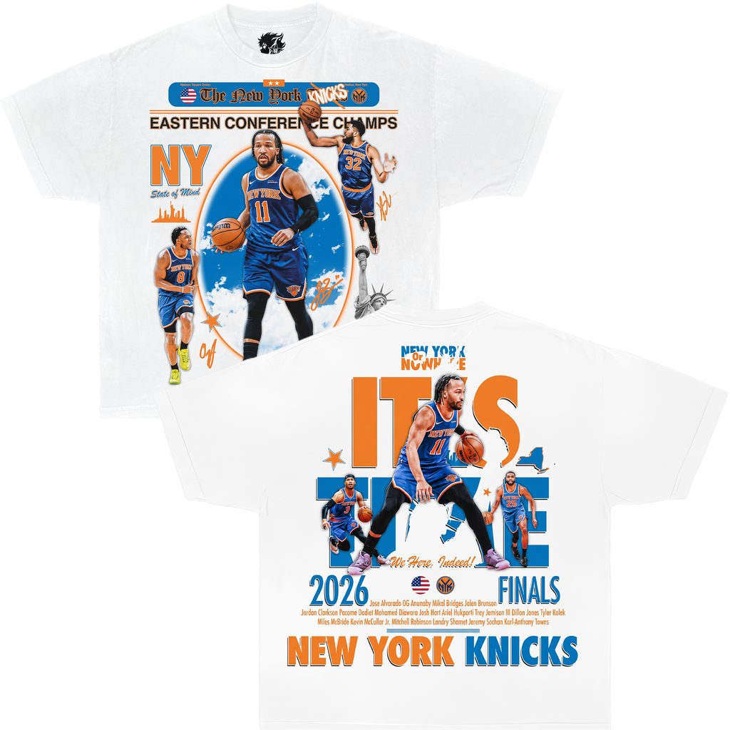 Jalen Brunson Newspaper Champs NYC Knicks Boxy Oversized Shirt Vintage Basketball Graphic Tee