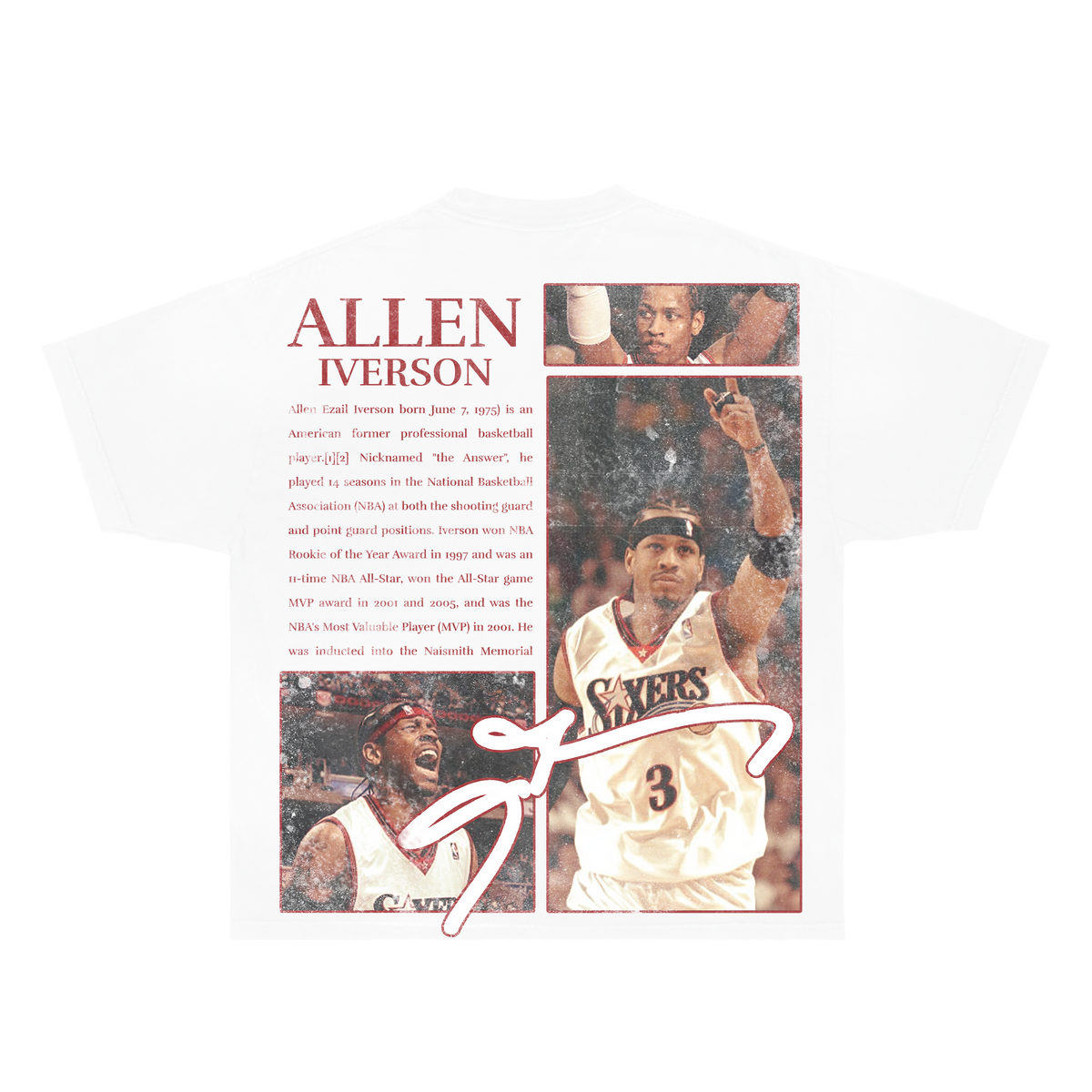 Allen Iverson Newspaper Boxy Vintage Shirt Oversized Basketball Unisex Graphic Tees