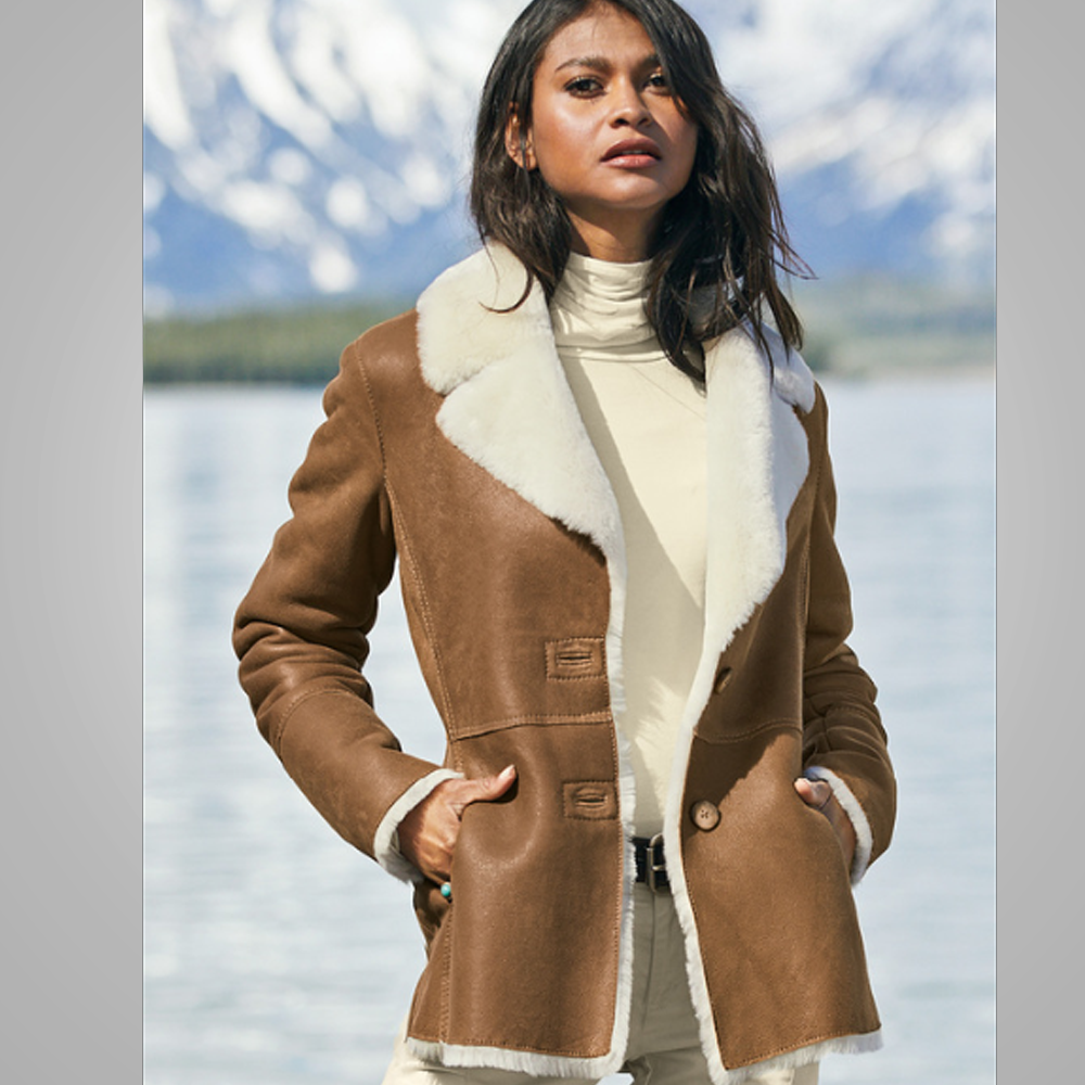 Women's Camel Faux Shearling Coat