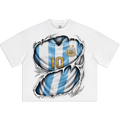Argentina Soccer Jersey Boxy Oversized Cropped T-Shirt | AFA #10 Ripped Streetwear Tee