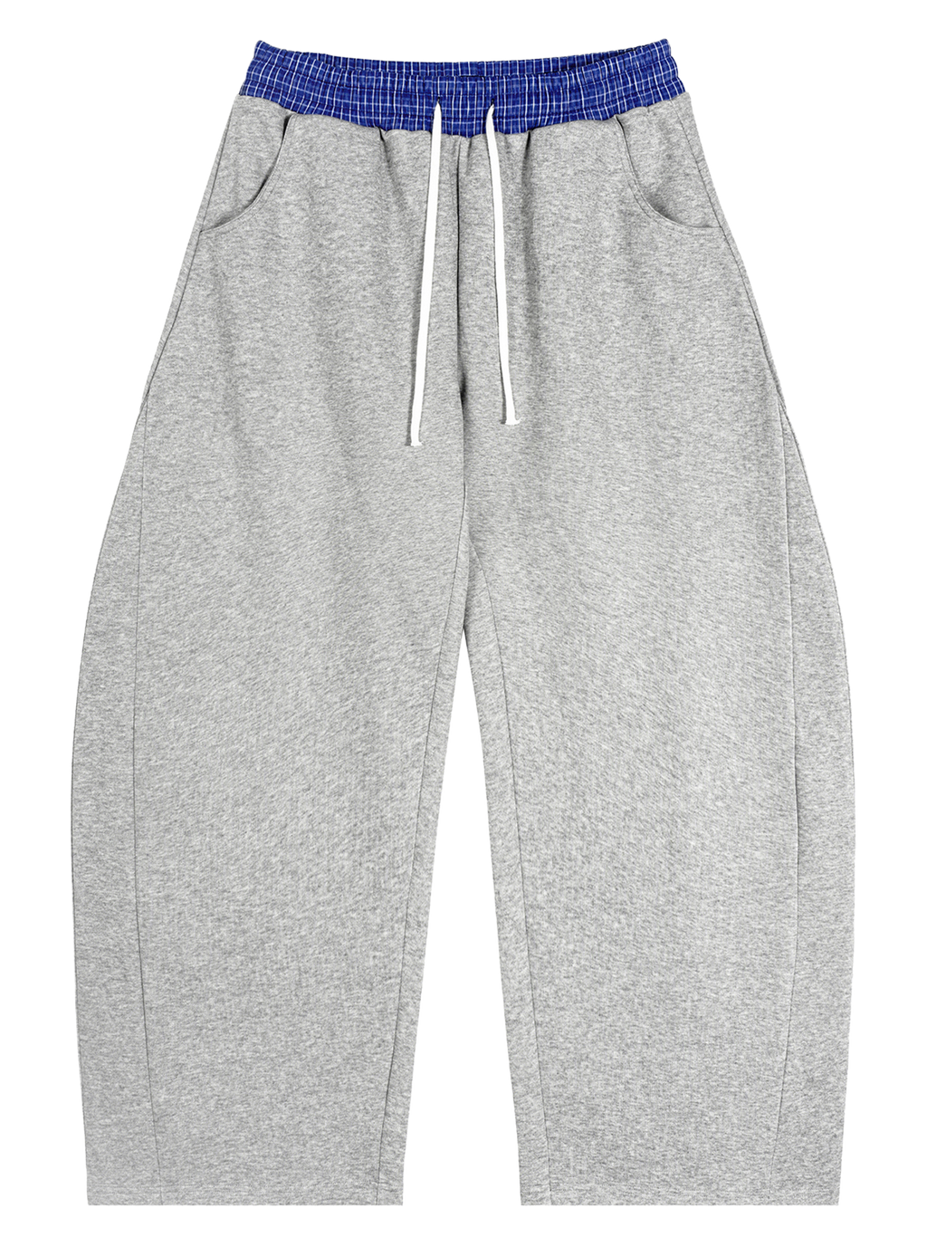 Plaid Waistband Barrel Oversized Y2K Flared Gray Sweatpants