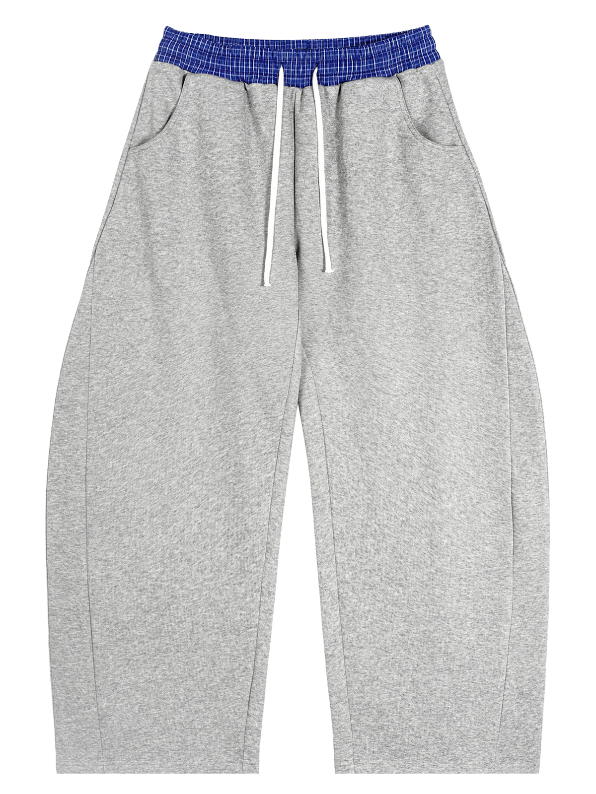 Plaid Waistband Barrel Oversized Y2K Flared Gray Sweatpants