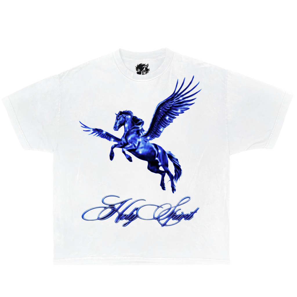 Holy Pegasus Tee Shirt Vintage Washed T-Shirt Streetwear Y2K Oversized Graphic