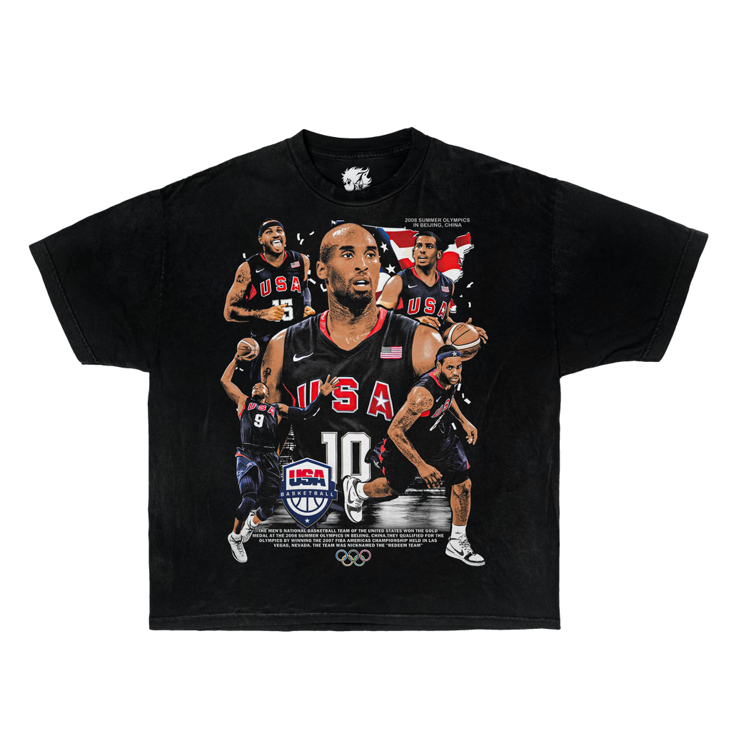 Redeem Team USA Boxy Vintage Shirt Graphic Basketball Bootleg Shirts Oversized Streetwear Y2K