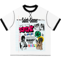 Saint Sinner Contrast-Stitched Cotton Ringer T-Shirt Streetwear Y2K