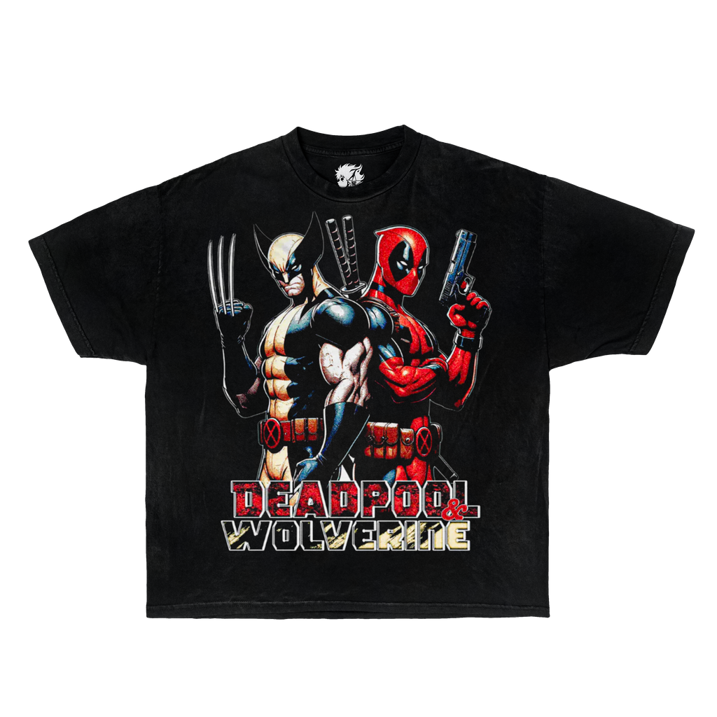 Wolverine Dead Pool Boxy Vintage Shirt Graphic Comic Bootleg Shirts Oversized Streetwear Y2K