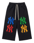 NYC Baggy Basketball 3/4 Length Long Sweat Streetwear Shorts – Oversized Y2K Black