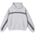 Grey Eclipse Track Sun Fade Hoodie Contrast Tape Fleece Streetwear Oversized Y2K Tracksuit Set