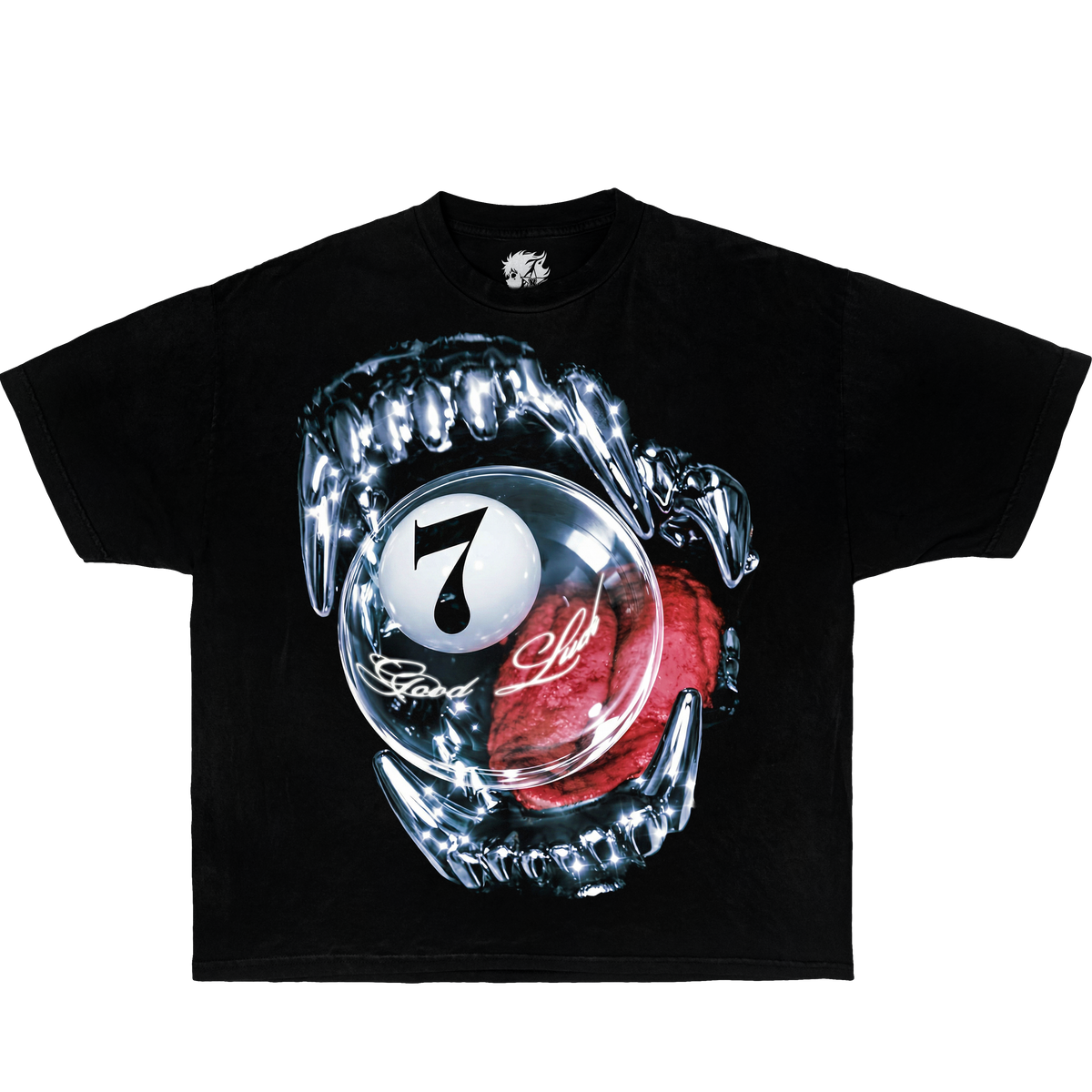 Lucky Seven Fate Graphic Tee Shirt Vintage Washed T-Shirt Streetwear Y2K Oversized