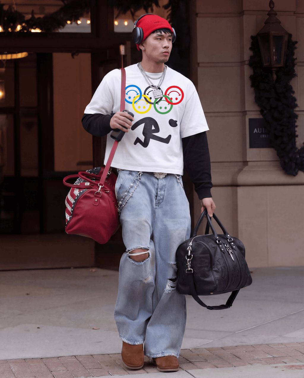Olympic Layered Long Sleeve Cotton Sweater Streetwear Oversized Y2K Sweat Shirt