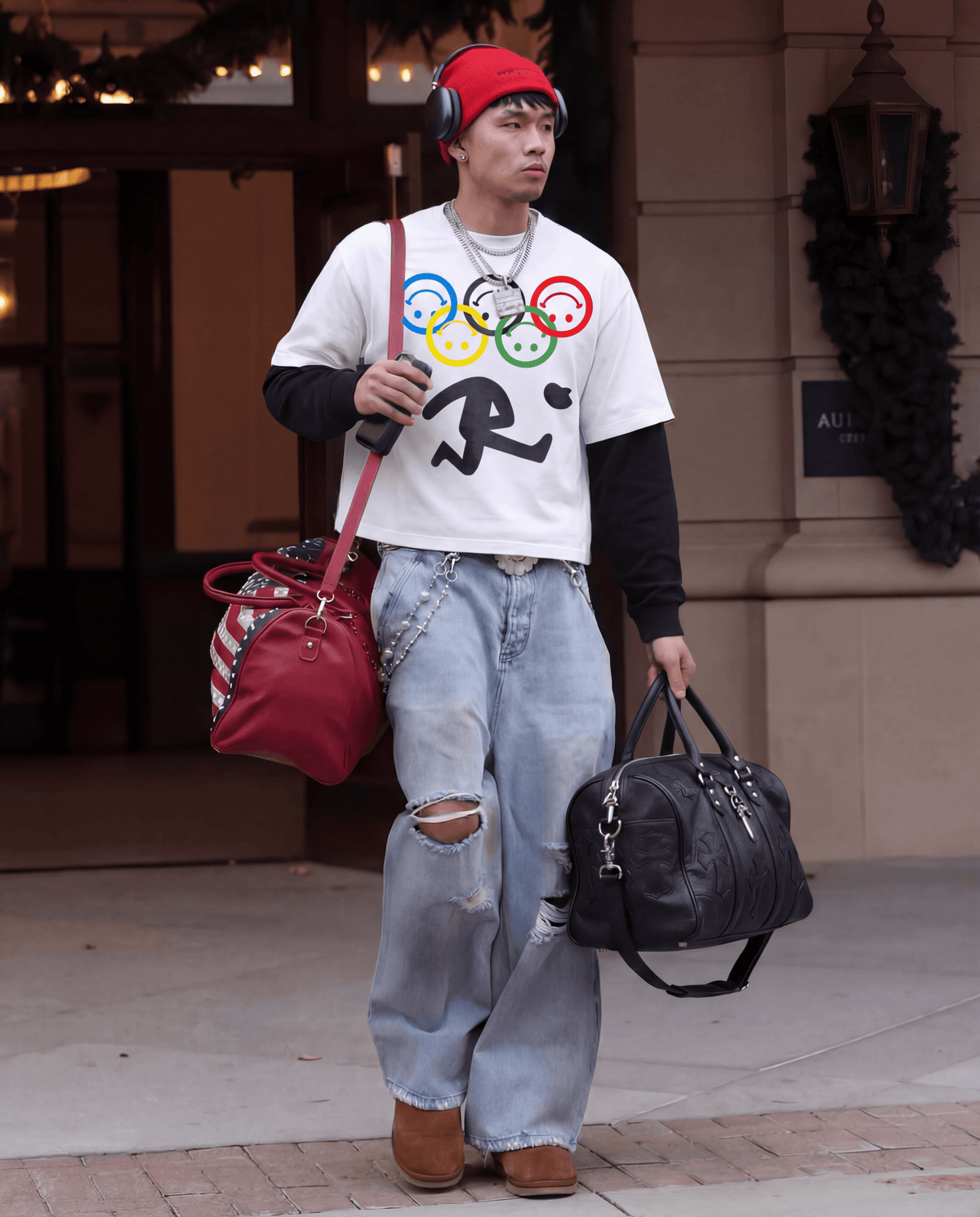 Olympic Layered Long Sleeve Cotton Sweater Streetwear Oversized Y2K Sweat Shirt