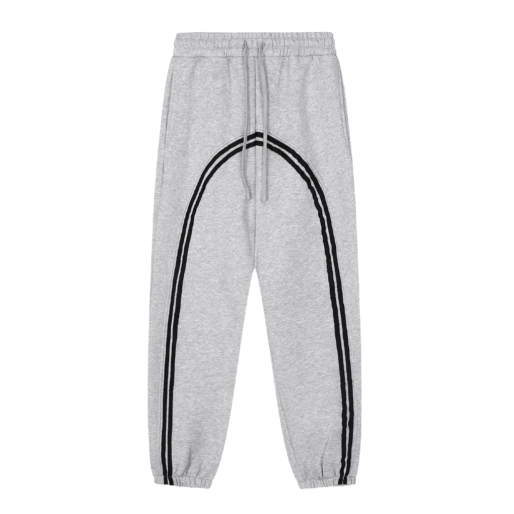 Eclipse Grey Tracksuit Contrast-Stitched Fleece Jogger Sweatpants Streetwear Y2K