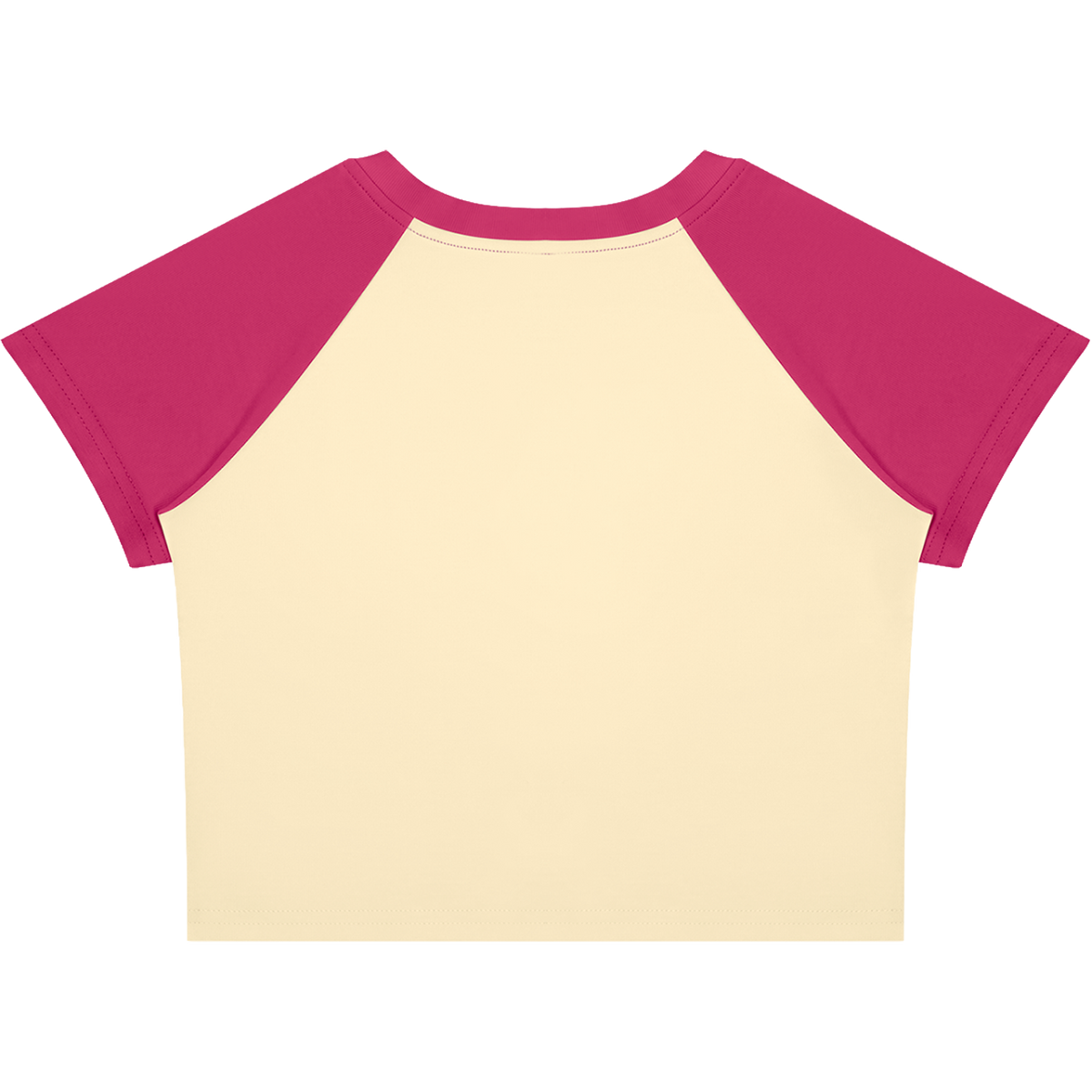 Crying Elf Girl Color-Block Raglan Crop Tee (Magenta/Cream)