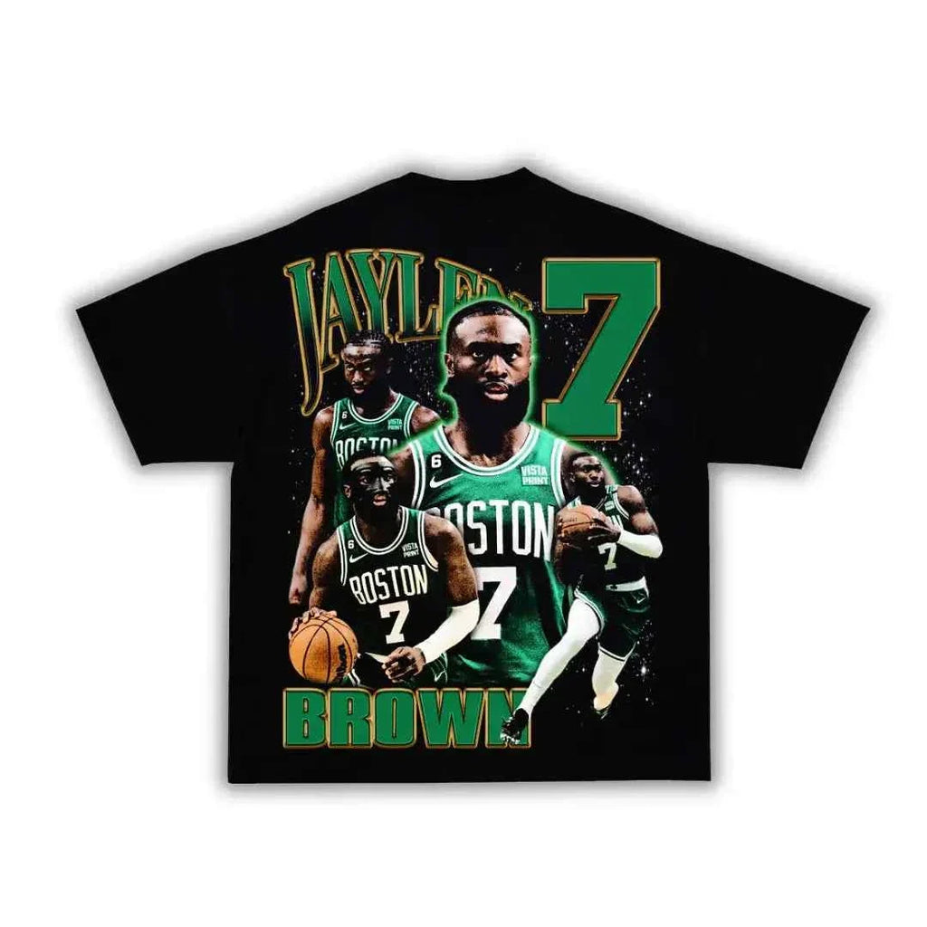 Jaylen Brown Boxy Vintage Graphic Shirt Basketball Oversized Retro Celtic Tee Streetwear Y2K