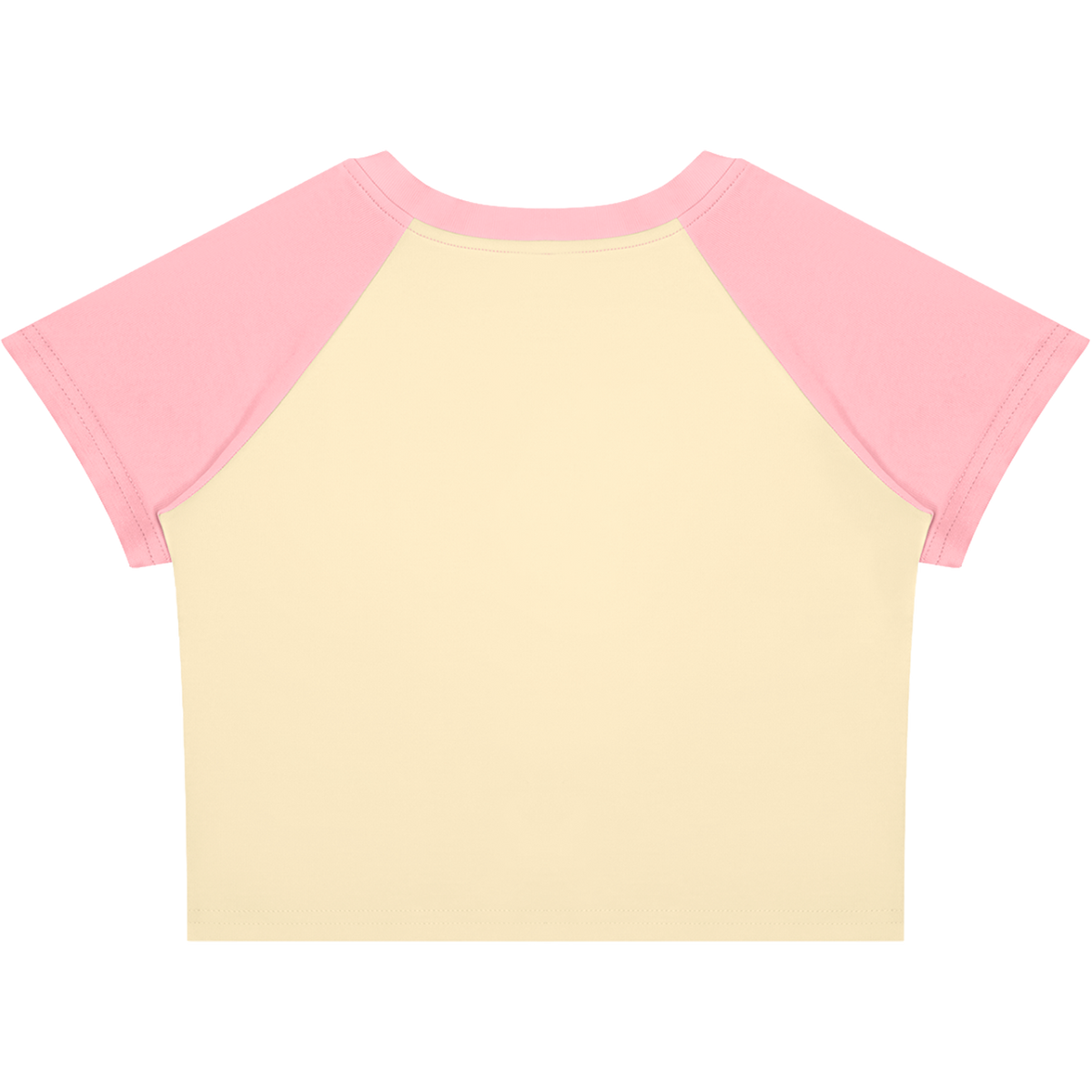 Crying Elf Girl Color-Block Raglan Crop Tee (Pink/Cream)